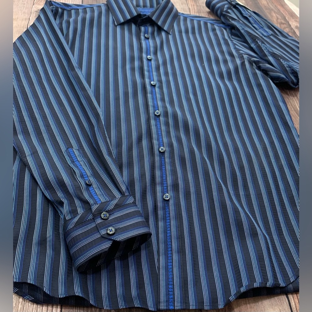 Zagiri Men's Large Long Sleeve Blue Button Up Shirt